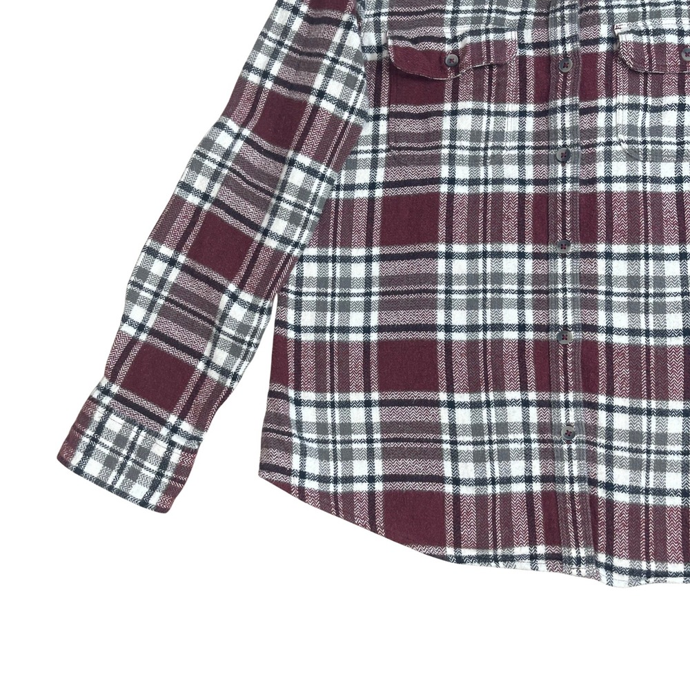 Natural Reflections‎ Women's Plaid Flannel Shirt Burgundy 100% Cotton Cabincore - Picture 6 of 13